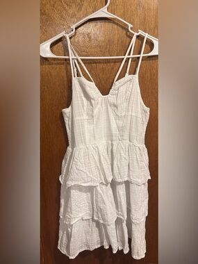 American Eagle Outfitters White Tiered Ruffle Sundress